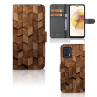 Book Style Case voor Motorola Moto G73 Wooden Cubes