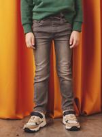 Rechte fleecebroek jongens denim look denim grijs Rechte fleecebroek jongens denim look denim grijs