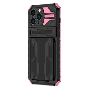 Samsung Galaxy S21 Ultra hoesje - Backcover - Rugged Armor - Kickstand - Extra valbescherming - TPU - Zwart/Roze