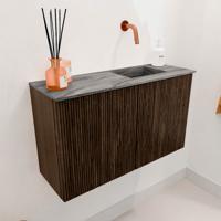 Toiletmeubel Mondiaz Joya Dlux | 70 cm | Meubelkleur Walnut | Faye wastafel Sombra Wasbak Rechts | Zonder kraangat(en)
