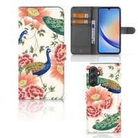 Telefoonhoesje met Pasjes voor Samsung Galaxy A24 4G Pink Peacock