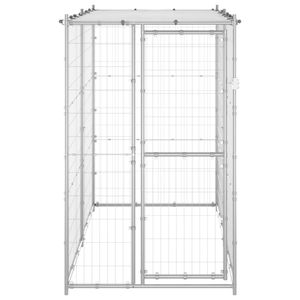 The Living Store Hondenkennel - Zilver - 110 x 220 x 180 cm - Met dak en deur