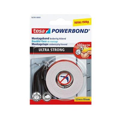 Tesa Powerbond montagetape - 2x - extra sterk - 19 mm x 1,5 m - Dubbelzijdige tape - Klustape