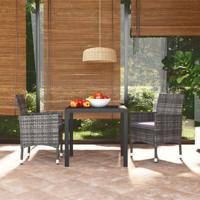 3-delige Tuinset met kussens poly rattan grijs