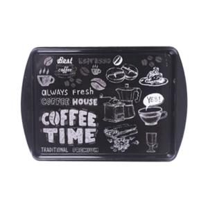 Dienblad/serveer tray Coffee Time - Melamine - zwart - 38 x 24 cm - rechthoekig
