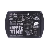 Dienblad/serveer tray Coffee Time - Melamine - zwart - 38 x 24 cm - rechthoekig - thumbnail