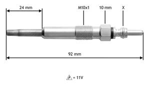 Gloeibougie VALEO, Spanning (Volt)11V, u.a. für Audi, VW, Seat, Ford, Skoda