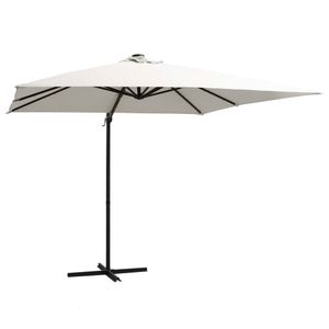 VidaXL Zweefparasol met led en stalen paal 250x250 cm zandkleurig