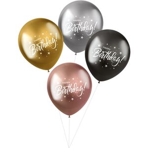 Shimmer Ballonnen &apos;Happy Birthday&apos; (4st)