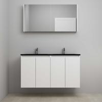 On-Line Badkamermeubelset - 120 cm - Voorgemonteerd - Greeploze Ladestructuur - Acryl Wastafel - 2 Kraangaten - Spiegelkast - Hoogglans Wit - V02