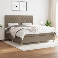 Boxspring met matras stof taupe 180x200 cm