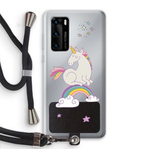 Regenboog eenhoorn: Huawei P40 Transparant Hoesje met koord