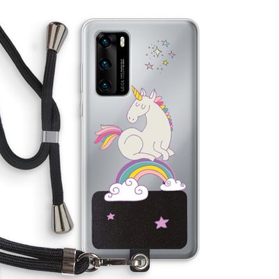 Regenboog eenhoorn: Huawei P40 Transparant Hoesje met koord