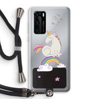Regenboog eenhoorn: Huawei P40 Transparant Hoesje met koord