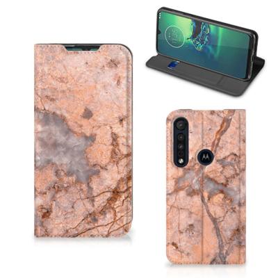 Motorola G8 Plus | Standcase | Marmer Oranje