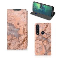Motorola G8 Plus | Standcase | Marmer Oranje