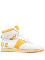 RHUDE baskets montantes à patch logo - Jaune