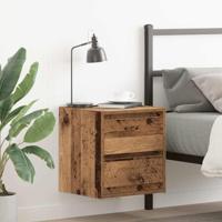 Nachtkastje wandgemonteerd 38x34x40 cm oud houtkleurig