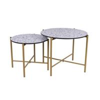 Salontafel set Lucca 62 en 49 cm kruisframe champagne goud