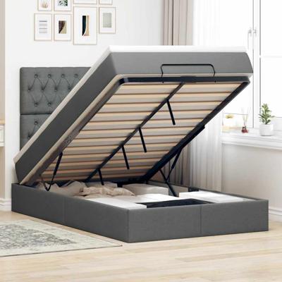 Ottoman bed met matras en LED's 120x200cm stof donkergrijs