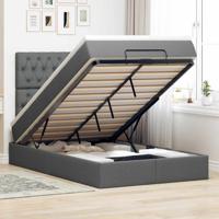 Ottoman bed met matras en LED's 120x200cm stof donkergrijs