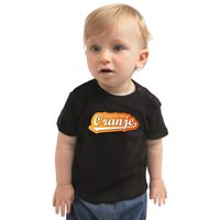 Zwart t-shirt supporter van oranje Holland / Nederland fan voor baby / peuters