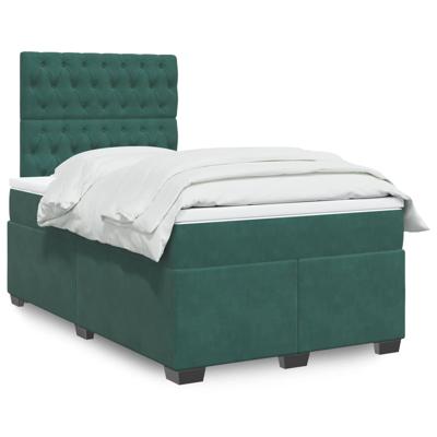 Boxspring met matras fluweel donkergroen 120x190 cm