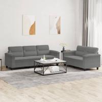 2-delige Loungeset met kussens microvezelstof donkergrijs