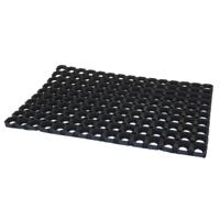 Deurmat voor buiten met gaten - 2x - rubber - zwart - 60 x 40 x 2.3 cm - buitenmatten