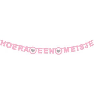 Letterslinger hartje hoera een meisje 175 x 11 cm