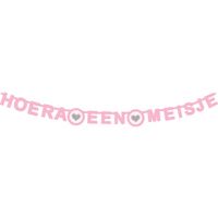 Letterslinger hartje hoera een meisje 175 x 11 cm