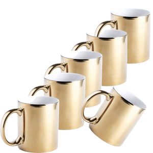 6x Gouden bekers/mokken metallic 350 ml