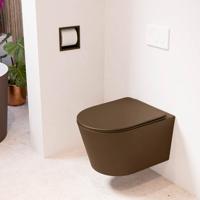 Wandcloset Mondiaz Lavie | Zonder spoelrand | Incl.Toiletzitting-Rust | Keramiek | Rust (bruin)
