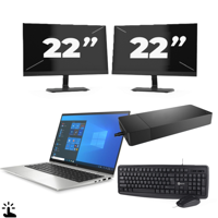 HP EliteBook x360 1040 G8 - Intel Core i7-11e Generatie - 14 inch - Touch - 16GB RAM - 256GB SSD - Windows 11 + 2x 22 inch Monitor