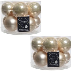 Kerstboomversiering licht parel/champagne kerstballen van glas 6 cm 20x stuks - Kerstbal