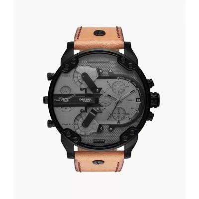 Diesel DZ7406 heren chronograaf Mr. Daddy 2.0 bruin lederen band horloge 57 mm