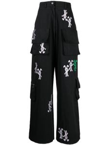 Natasha Zinko pantalon cargo à broderies - Noir