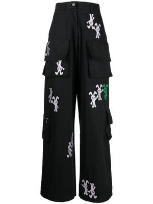 Natasha Zinko pantalon cargo à broderies - Noir