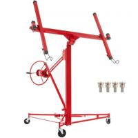 VEVOR Platenlift Gipsplaten 68 kg Gewichtscapaciteit Paneellift Gipsplaten 120 cm-335 cm Hoogte Gipsplaten Lift van Koolstofstaal met Drie Vergrendelbare Wielen voor het Optillen van Gipsplaat, Plank