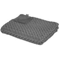 Sprei/deken/plaid - donkergrijs - polyester - 230 x 180 cm - geknoopt motief