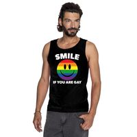 Smile if you are gay emoticon tanktop/ singlet shirt zwart heren - thumbnail
