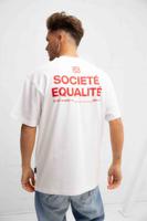 Equalité Societé T-Shirt Heren Wit/Rood - Maat XXS - Kleur: RoodWit | Soccerfanshop