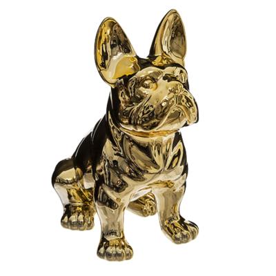 Beeldje Franse Bulldog hond Eden - 22 cm - keramiek - goud - beeld Beeldje Franse Bulldog hond Eden - 22 cm - keramiek - goud - beeld
