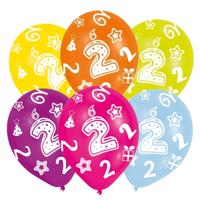 2 jaar thema verjaardag ballonnen - 12x stuks - 27 cm - Leeftijd feestartikelen/versiering 2 jaar thema verjaardag ballonnen - 12x stuks - 27 cm - Leeftijd feestartikelen/versiering