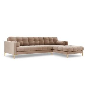 Cosmopolitan Design Bali Hoekbank met Chaise Longue Rechts - Taupe / Goud