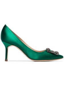 Manolo Blahnik escarpins Hangisi 70 en satin à boucle - Vert