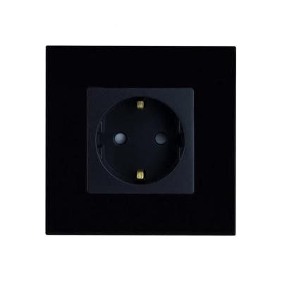 Stopcontact zwart glas &apos;Shuko&apos; glazen frame modern vierkant