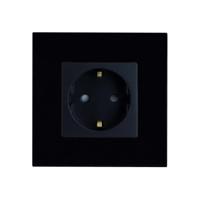 Stopcontact zwart glas &apos;Shuko&apos; glazen frame modern vierkant