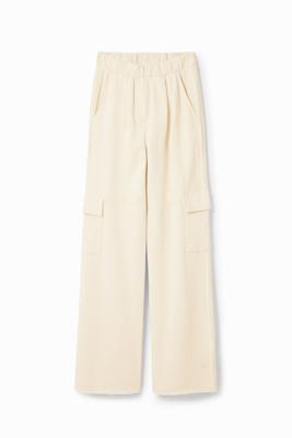 Wide leg cargobroek - WHITE - XL