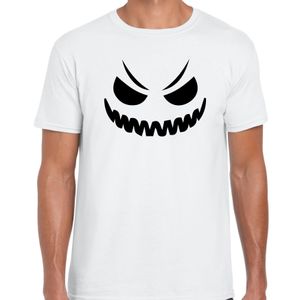 Spook gezicht halloween verkleed t-shirt wit voor heren